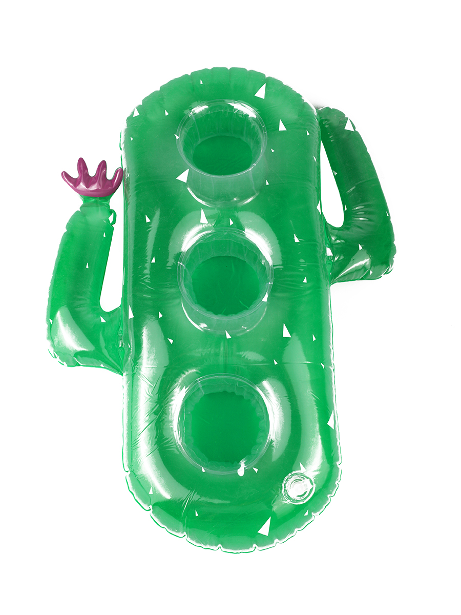 фото Надувной тройной подстаканник baziator для напитков в бассейн кактус, зеленый