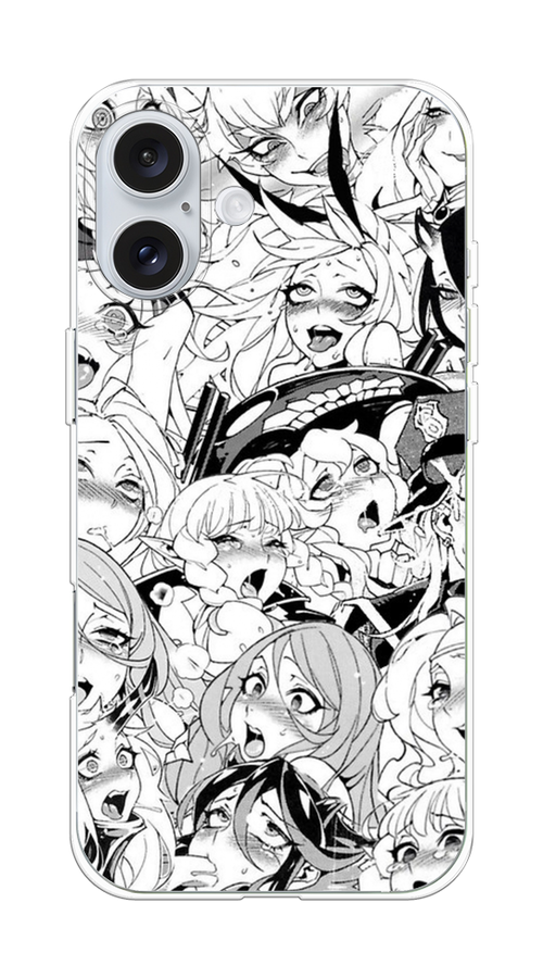 

Чехол на Apple iPhone 16 Plus "Ахегао манга тян", Черный;белый;серый, 16150-1