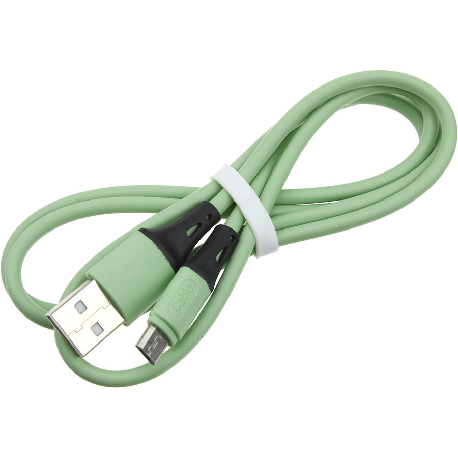 Шнур USB A-microUSB B 5PIN 1м силикон, морозостойкий, мятный