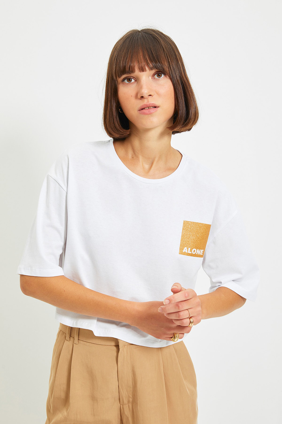 

Футболка женская Trendyol TWOAW22TS0007 белая M, TWOAW22TS0007