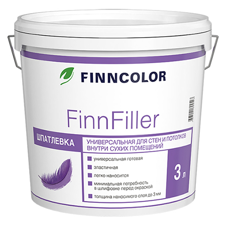 фото Шпаклевка универсальная, финишная для сухих помещений finncolor finfiller