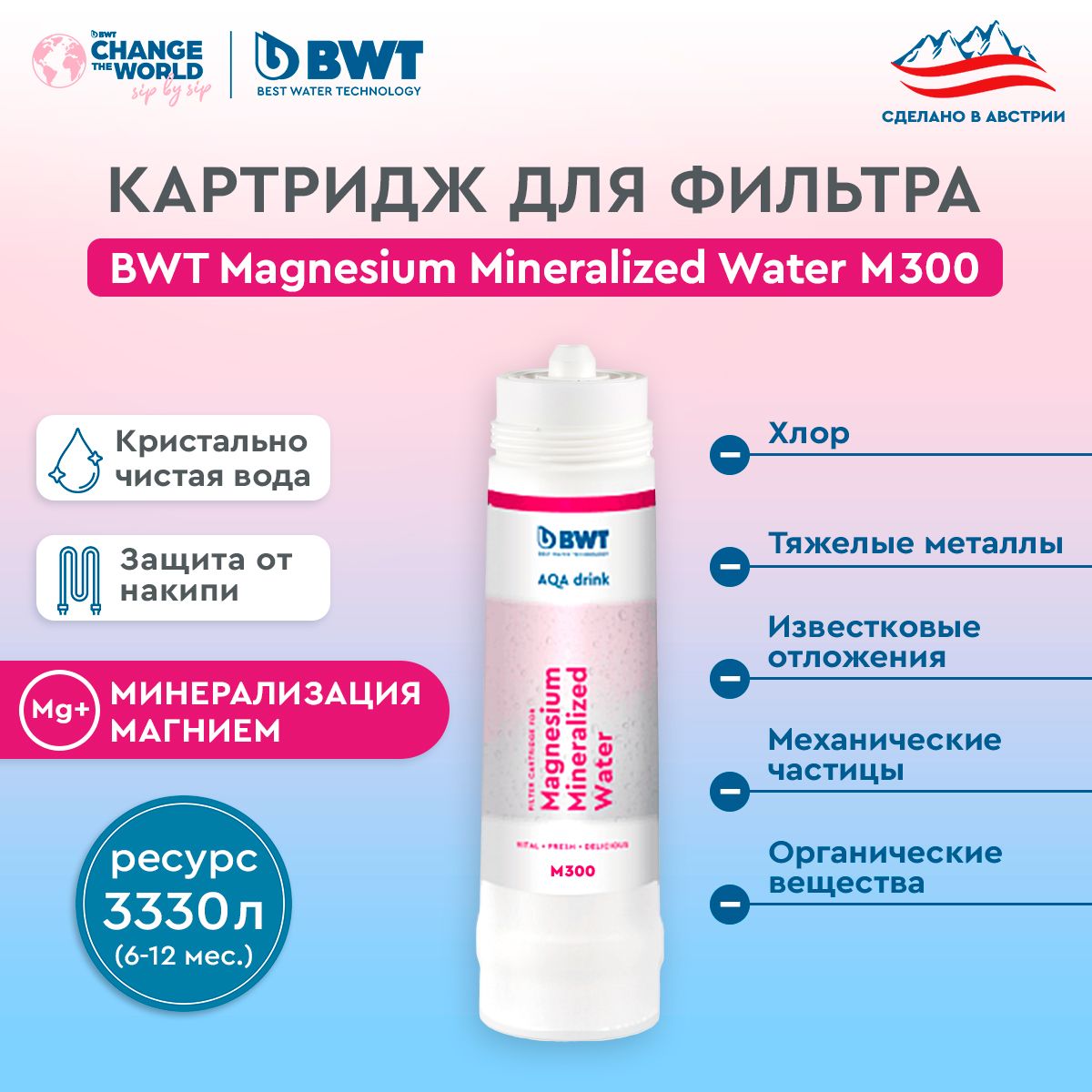 Картридж сменный для фильтра под мойку BWT M300 Magnesium Mineralized Water 13156₽