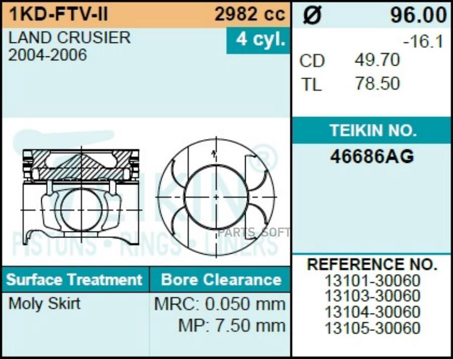 

TEIKIN 46686AGSTD Поршень двигателя () 4шт