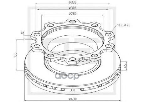 186.100-00A Диск Тормозной 430/280X45/155 10N-335-D Acerbi,Smb