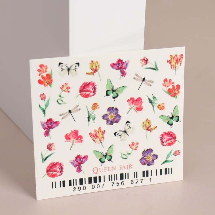 

Слайдер-дизайн для ногтей Queen Fair Pink flora, Разноцветный