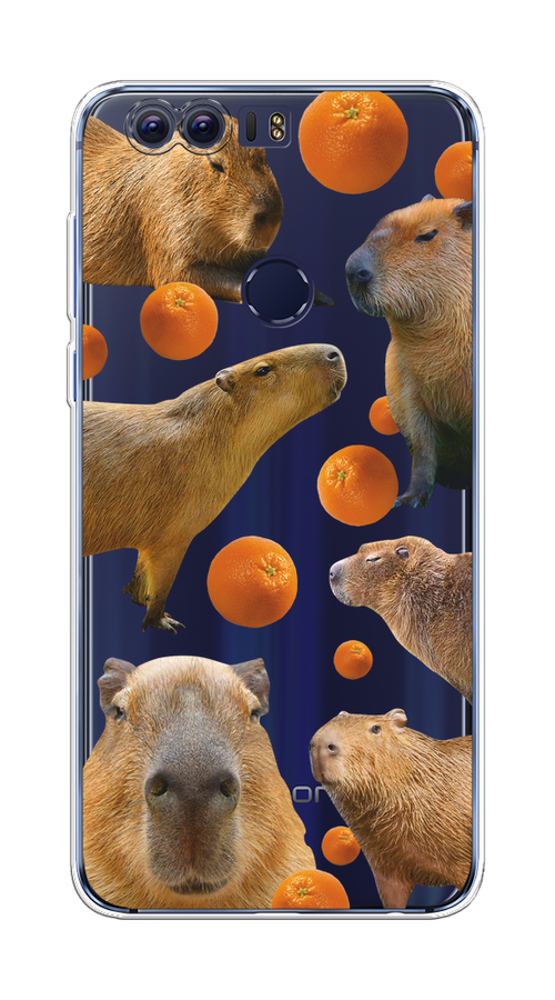 

Чехол на Honor 8 "Капибара и апельсины", Бежевый;оранжевый, 60950-1
