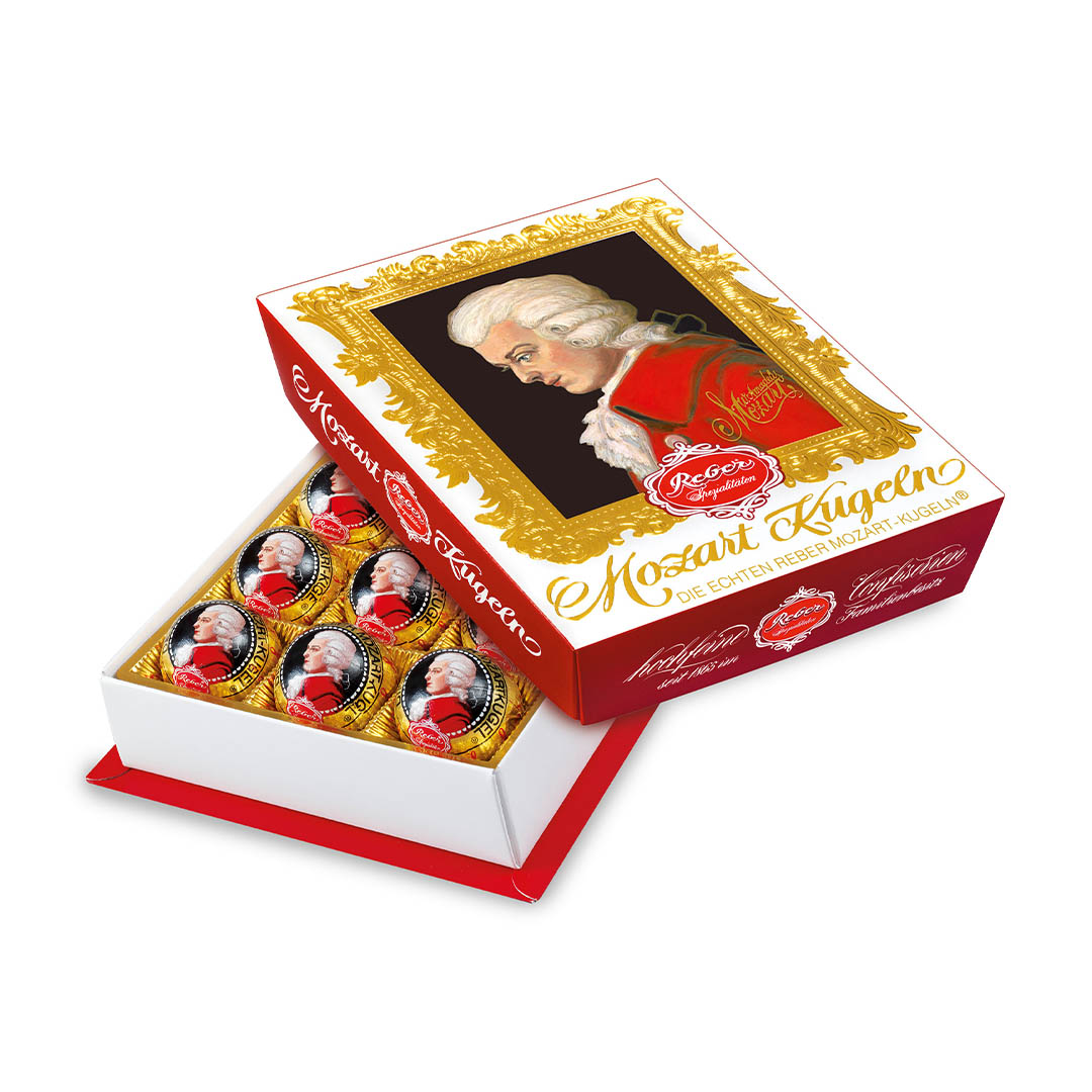 Конфеты шоколадные Reber Mozart из горького шоколада с марципаном, 240 г