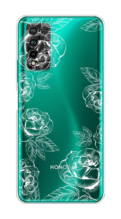 

Чехол на Honor 10X Lite "Розы графика", Черный;серый, 6104650-2