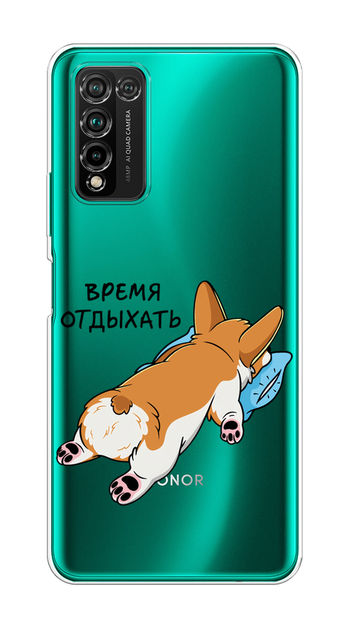 

Чехол на Honor 10X Lite "Корги отдыхает", Черный;коричневый;голубой, 6104650-1