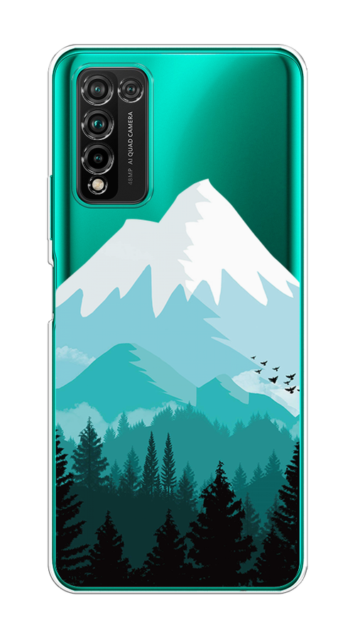 

Чехол на Honor 10X Lite "Синяя снежная гора", Белый;голубой, 6104650-2