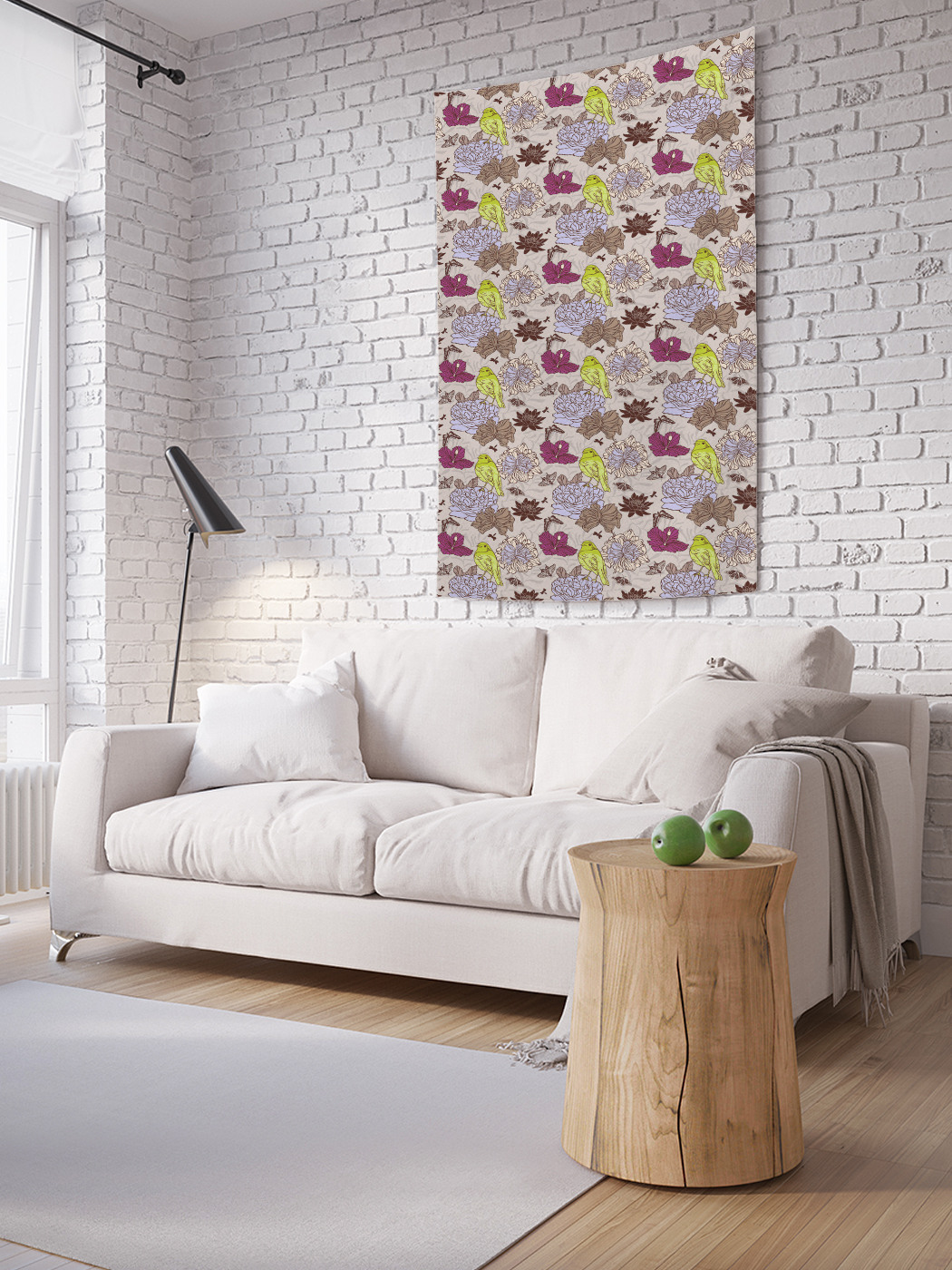 

Вертикальное фотопанно на стену JoyArty Птичка на цветке 100x150 см, Птичка на цветке