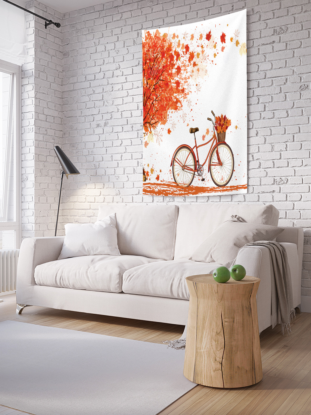 фото Вертикальное фотопанно на стену joyarty "велосипед под кленом", 100x150 см