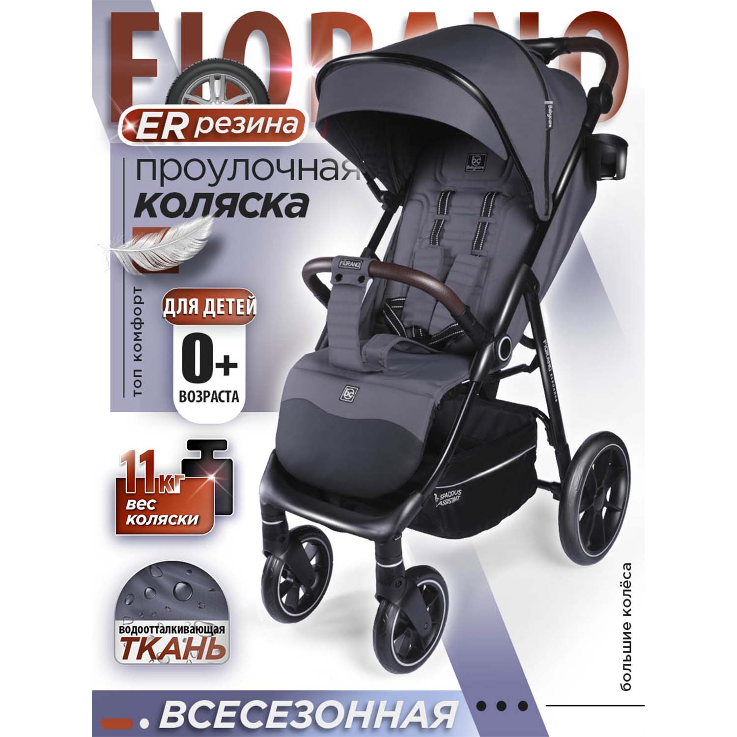 Коляска прогулочная Babycare Fiorano тёмно серый