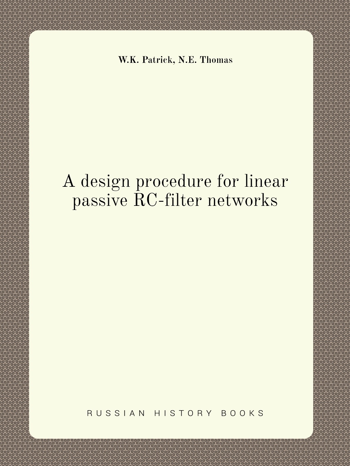 

A design procedure for linear passive RC-filter networks