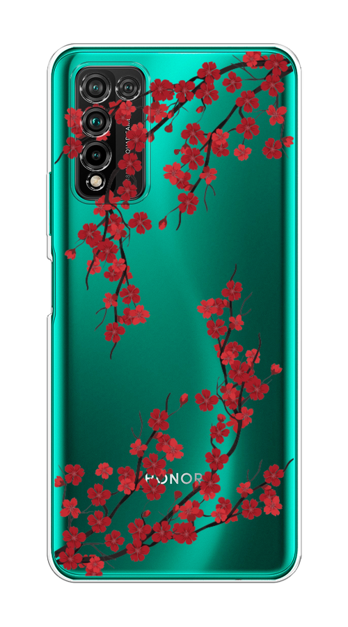 

Чехол на Honor 10X Lite "Красная сакура", Красный;черный, 6104650-2
