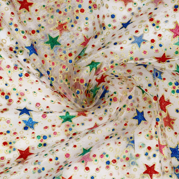 

Лоскут Органза, звезды и горох, 100*150см, Разноцветный