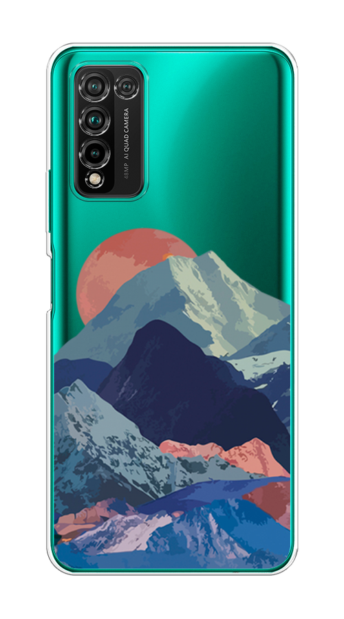 

Чехол на Honor 10X Lite "Закат в снежных горах", Красный;серый;голубой, 6104650-2