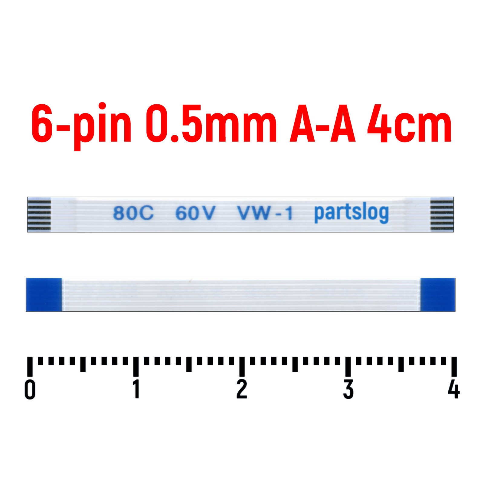

Шлейф FFC 6-pin Шаг 0.5мм Длина 4см Прямой A-A AWM 20624 80C 60V VW-1