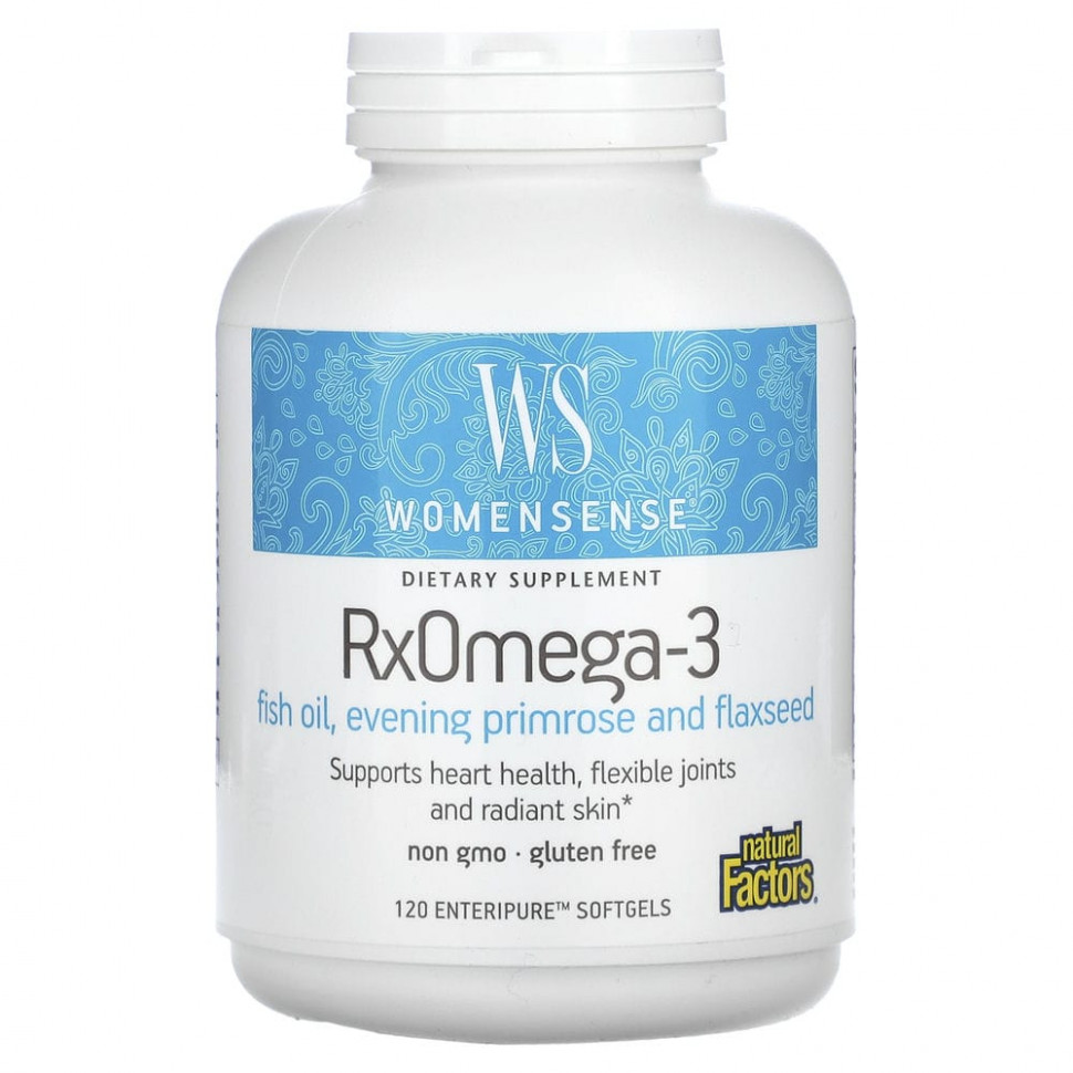 

Омега-3, Natural Factors, WomenSense, 120 мягких таблеток