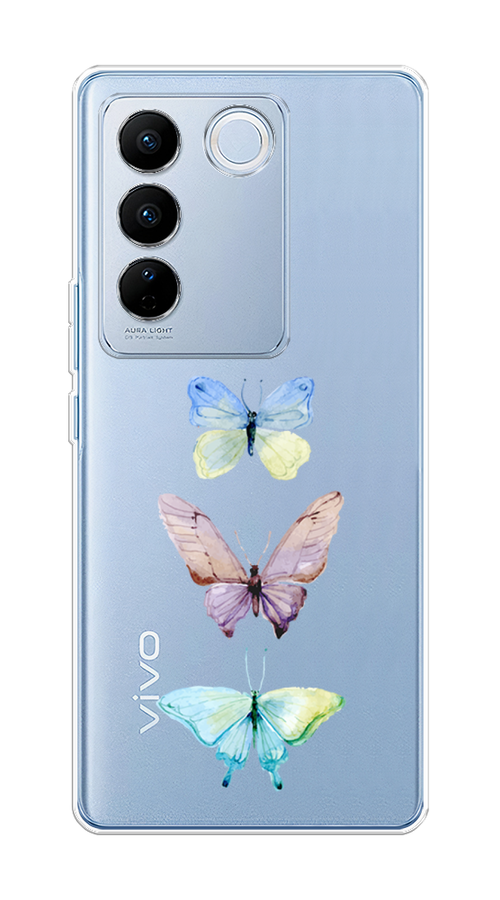 

Чехол на Vivo V27/V27 Pro "Акварельные бабочки", Бирюзовый;розовый, 268550-1