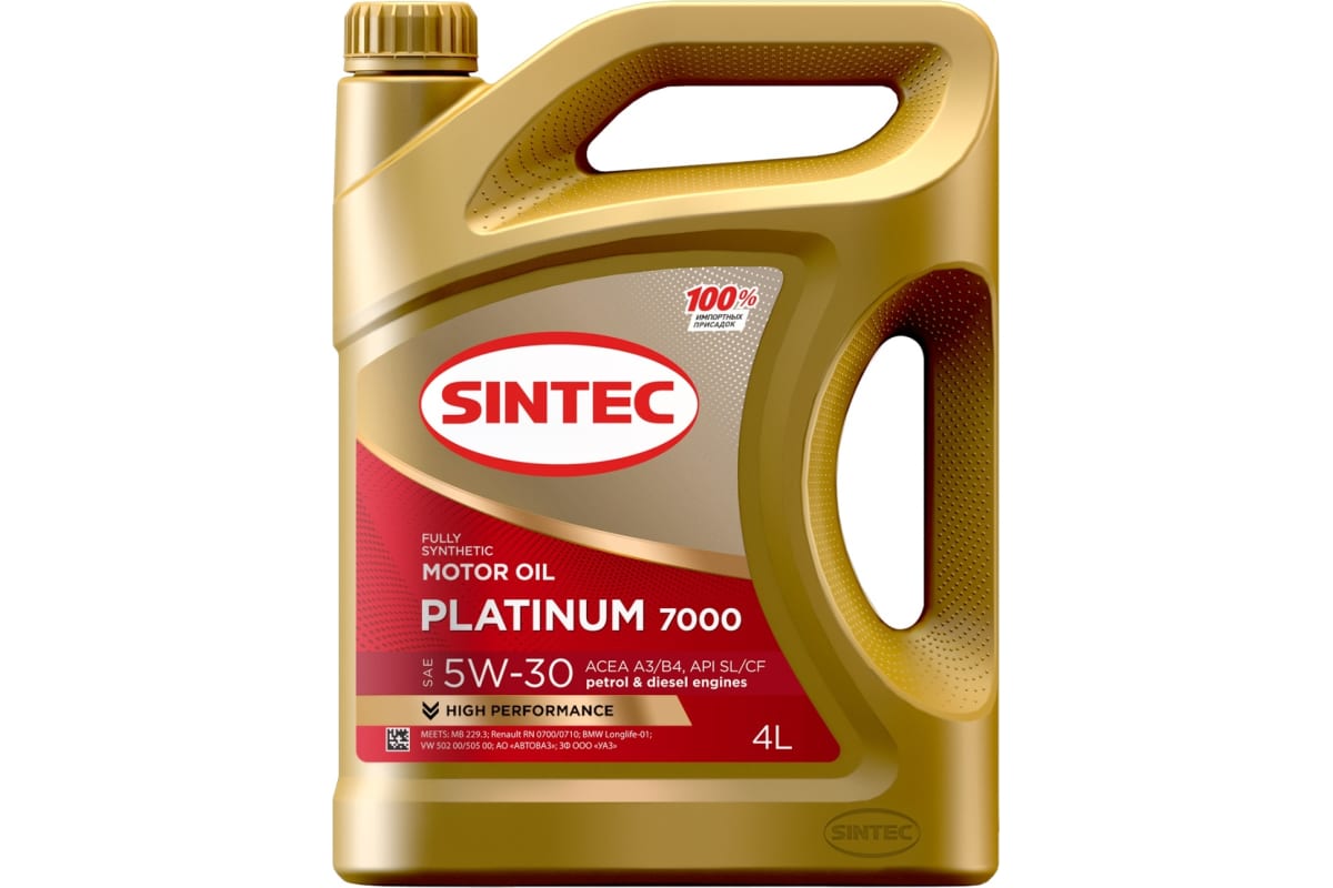 

Моторное масло SINTEC синтетическое PLATINUM 5W30 SN/CF 4л