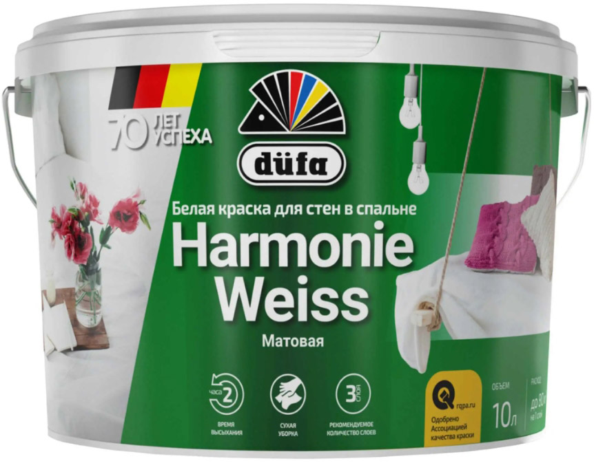 фото Dufa harmonieweiss краска интерьерная для стен матовая (10л)