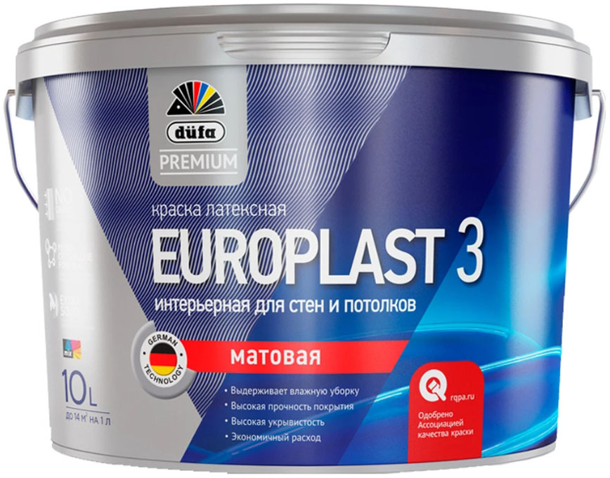 фото Dufa europlast-3 interior base 1 краска интерьерная латексная глубокоматовая (10л)