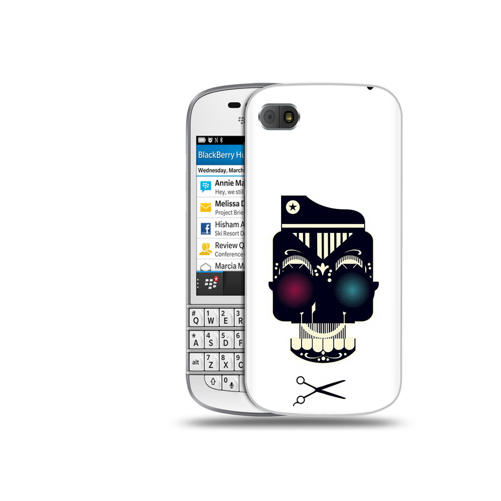 

Чехол MyPads Tocco для BlackBerry Q10 черно белый скелет с яркими глазами, Прозрачный, Tocco