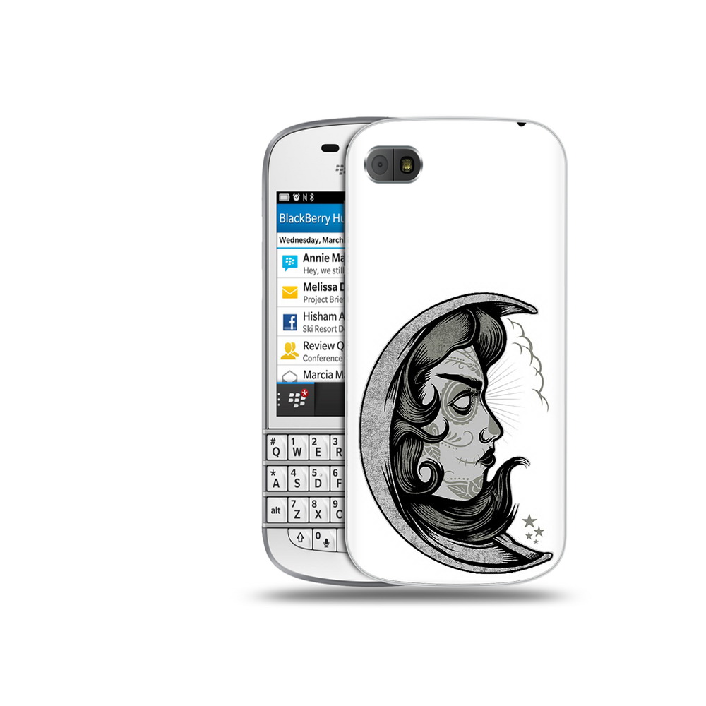 

Чехол MyPads Tocco для BlackBerry Q10 черно белая луна с лицом, Прозрачный, Tocco