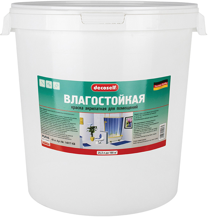 

DECOSELF краска в/д влагостойкая акриловая для помещений (25.3кг), Белый