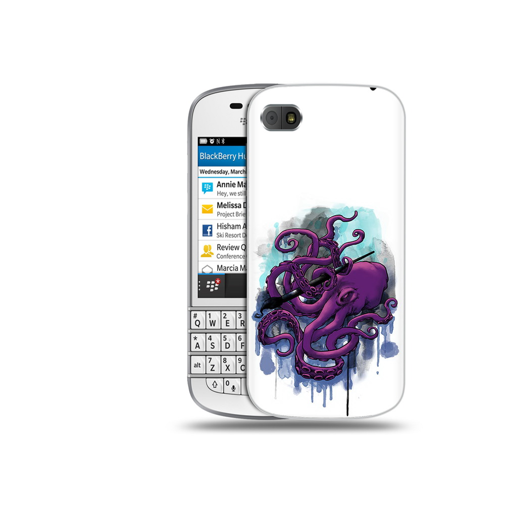 

Чехол MyPads Tocco для BlackBerry Q10 фиолетовый осьминог, Прозрачный, Tocco