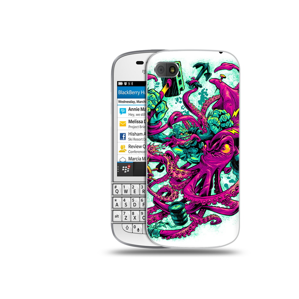 

Чехол MyPads Tocco для BlackBerry Q10 фиолетовый кракен, Прозрачный, Tocco