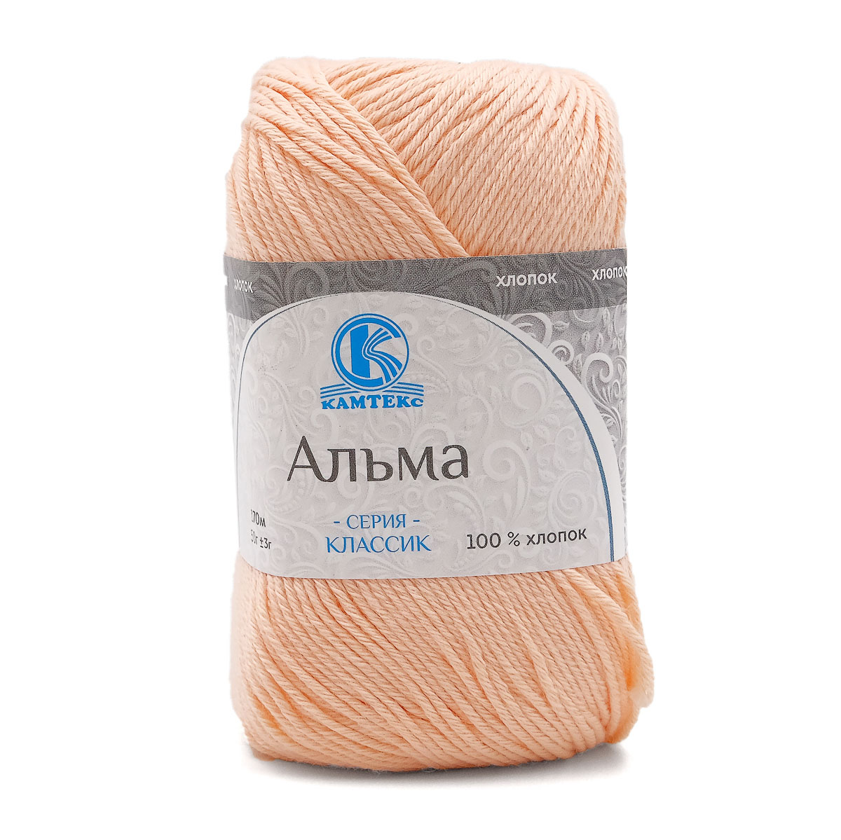 

Пряжа Камтекс Альма 50гр. 170м. 100% хлопок 037 персик, Розовый, 558710