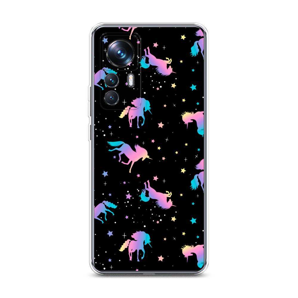 

Чехол на Xiaomi 12T Pro "Единороги градиент", Черный;розовый;голубой, 315750-1