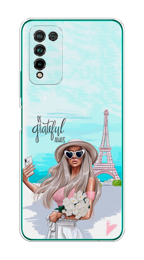 

Чехол на Honor 10X Lite "Селфи Париж", Голубой;бежевый, 6104650-6