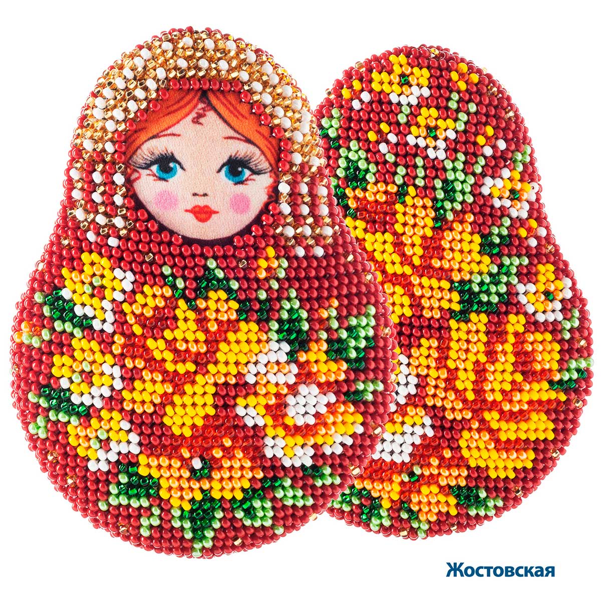 

Набор для вышивания бисером Кроше Матрешка Жостовская 8*10см