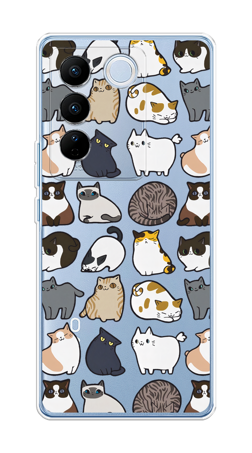 

Чехол на Vivo V27/V27 Pro "Милые котики", Прозрачный;белый;серый, 268550-1