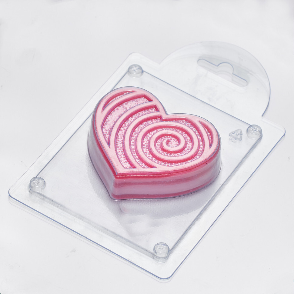 

Форма для шоколада пластиковая AnyMolds сердце спираль с текстурой, Прозрачный