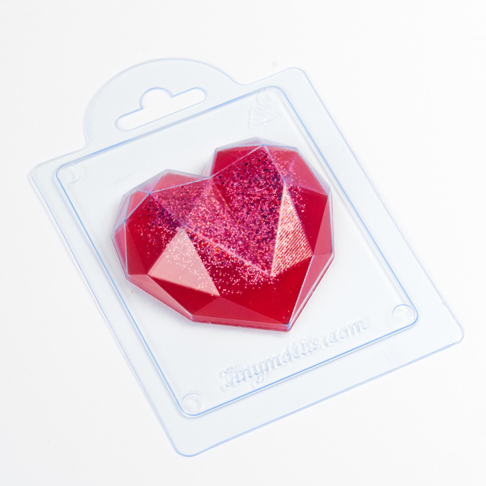 

Форма для шоколада пластиковая AnyMolds сердце алмазное, Прозрачный