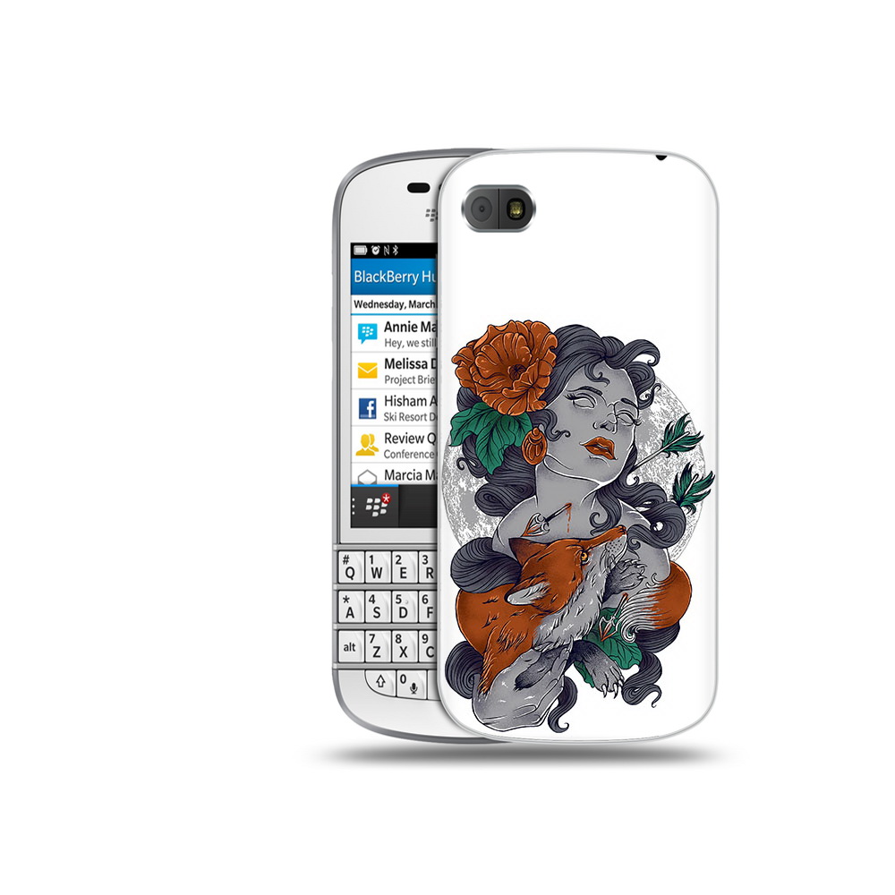 

Чехол MyPads Tocco для BlackBerry Q10 темная девушка с лисой, Прозрачный, Tocco
