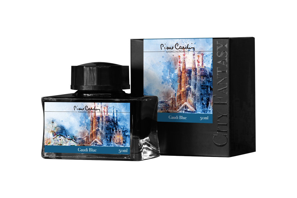 Флакон чернил Pierre Cardin 50мл, серия CITY FANTASY цвет Gaudi Blue (Синий Гауди)