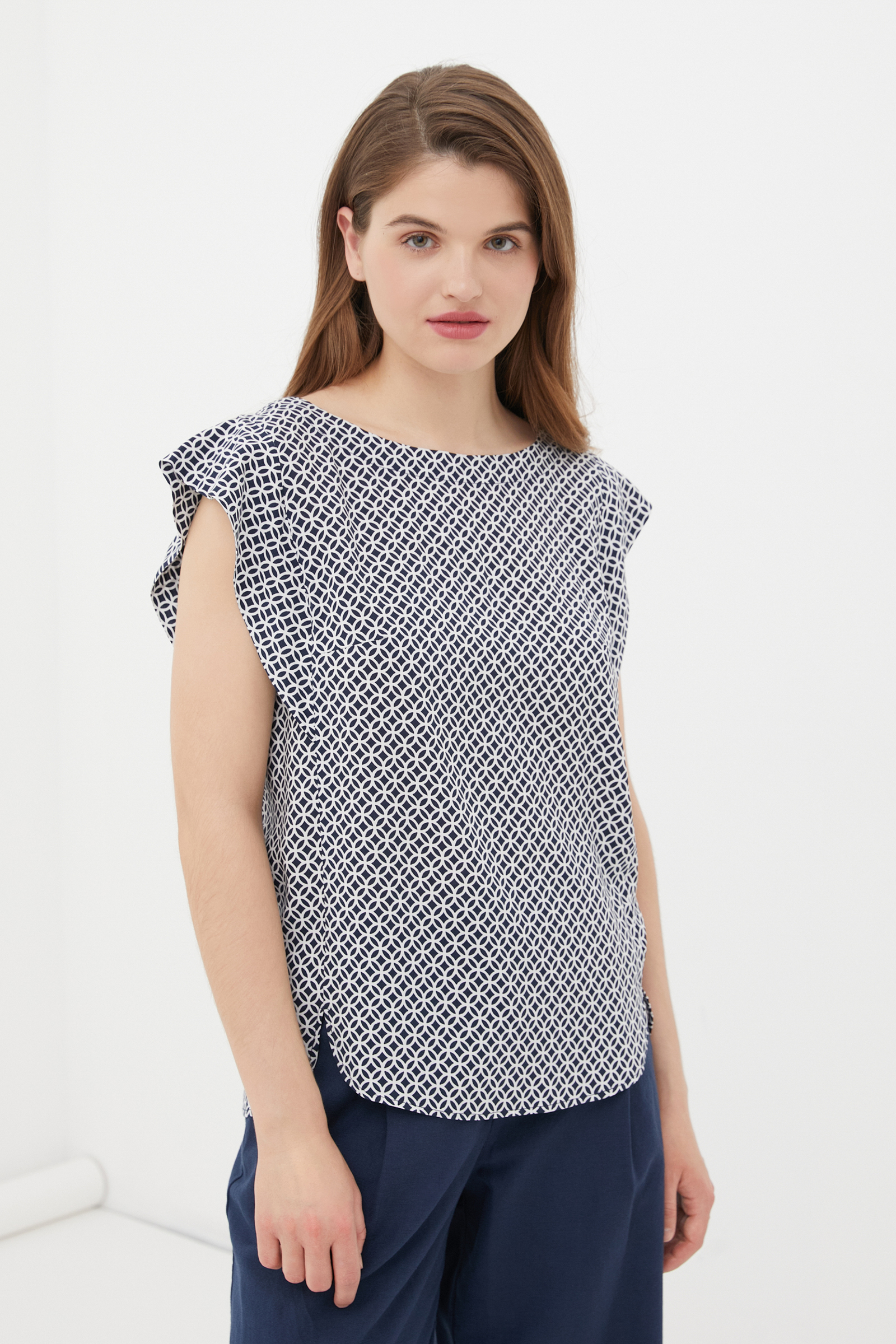 

Блуза женская Finn Flare FSC110110 синяя 2XL, FSC110110