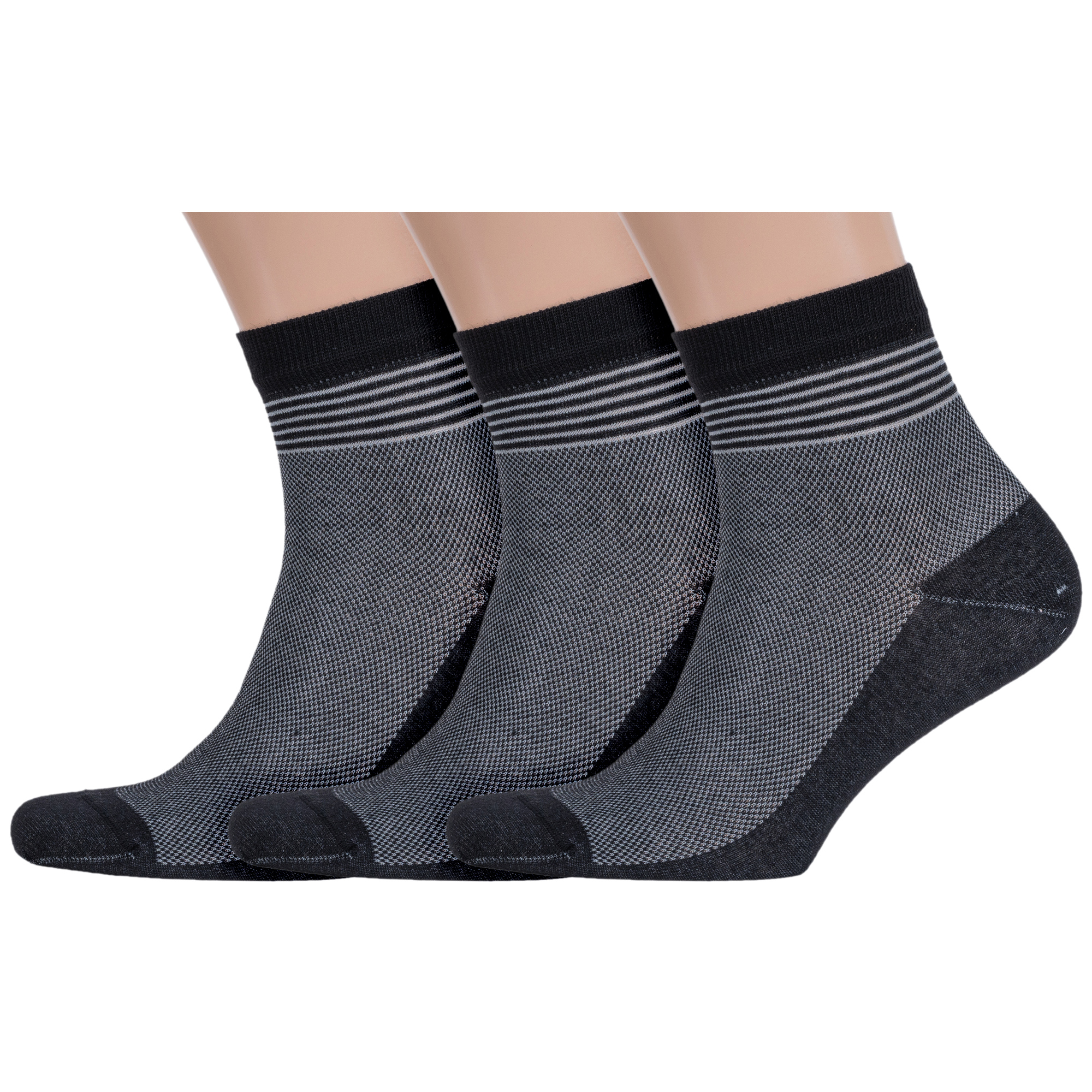 

Комплект носков мужских Rusocks 3-М3-23741 черных; серых 29, Черный;серый, 3-М3-23741