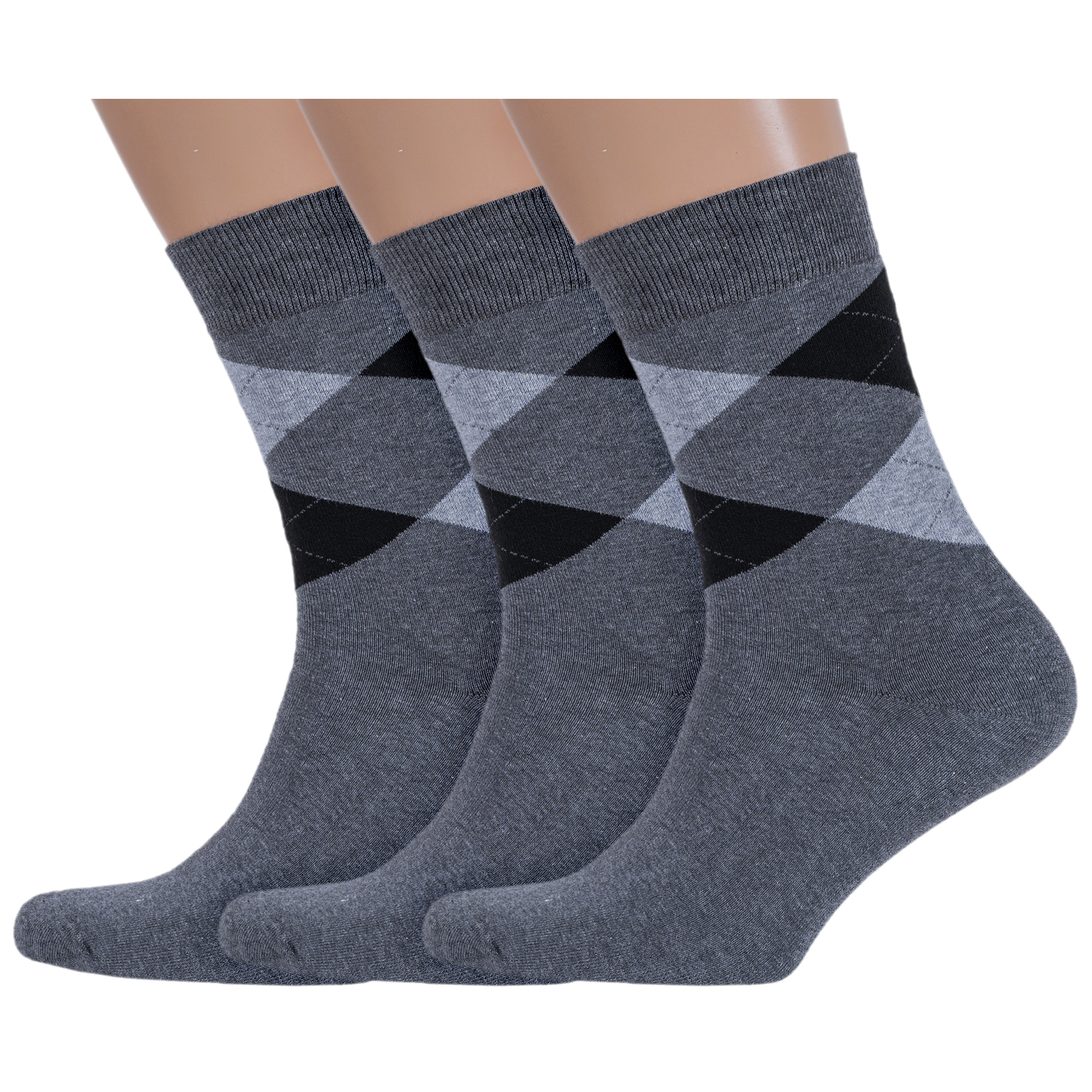 Комплект носков мужских Rusocks 3-М3-33064 серых; черных 27-29