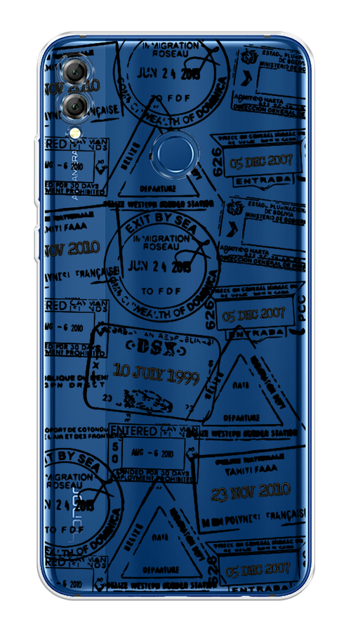 

Чехол на Honor 8X / Хонор 8Х "Visa stamps 2", Белый;черный;серый, 66750-2