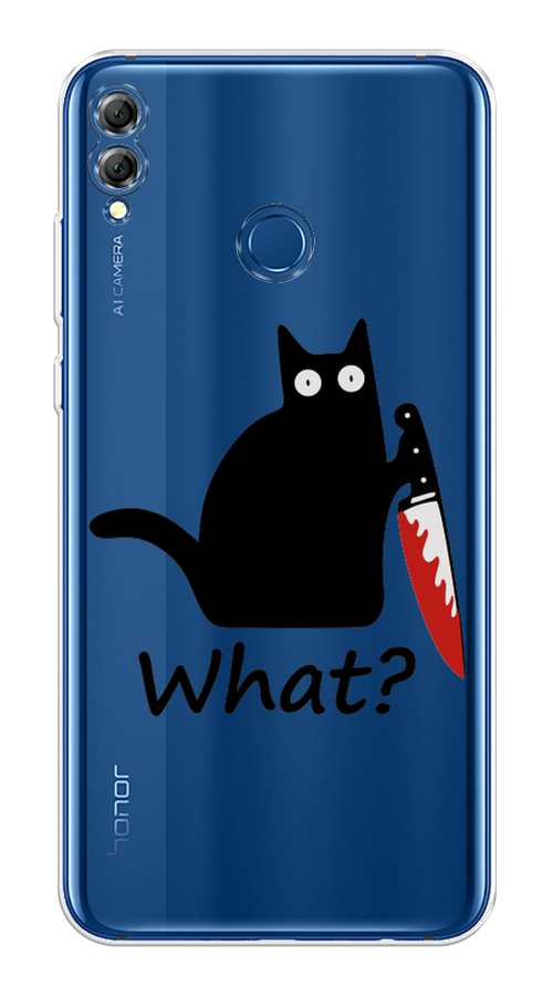 

Чехол на Honor 8X / Хонор 8Х "Котик с ножом", Черный;красный, 66750-6