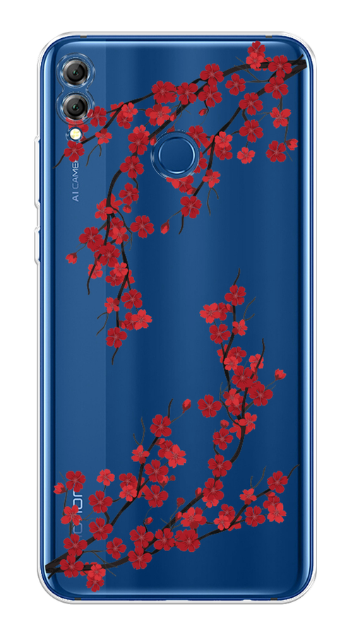 

Чехол на Honor 8X / Хонор 8Х "Красная сакура", Красный;черный, 66750-2