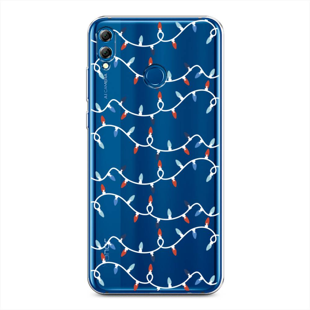 

Чехол для Honor 8X "Разноцветная гирлянда", Белый;красный;синий, 66750-5