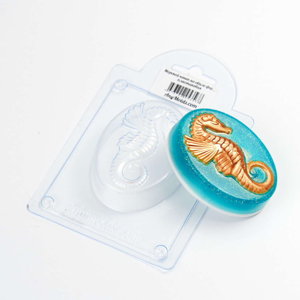 

Форма для шоколада пластиковая AnyMolds морской конек на овале, Прозрачный