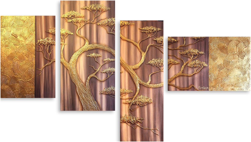 фото Картина модульная на холсте модулка "золотое дерево" 170x101 см